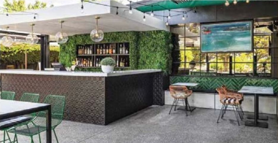 The Beer Garden and private bar at the Elephant and Castle Hotel